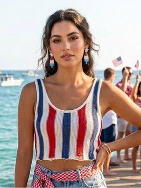 Red White Blue Popsicle Bomb Pop Star Earrings NEW!